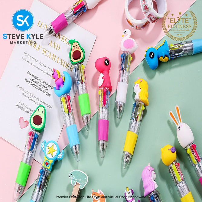(1PC) Assorted Kawaii 4in1 Mini Multifunctional School Supplies Stationery Ballpen
