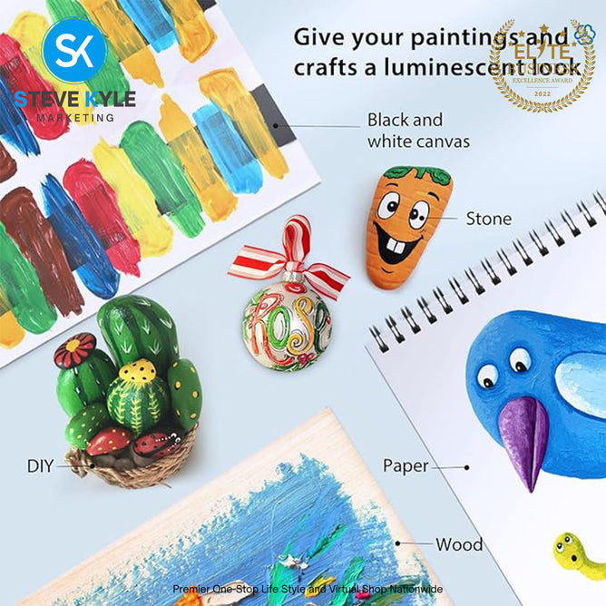 12 Colors Premium Acryclic Paints with 3 Brushes For Students, Crafters & Artists
