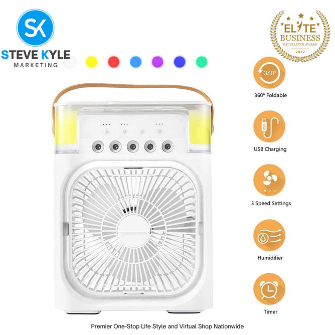 NEW USB Mini Portable Air Cooling Fan Powerful Air Cooler Air Humidifier with 7 Colors LED Light