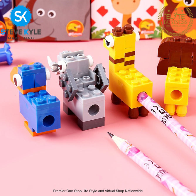 DIY Creative Building Blocks Pencil Sharpener Stationery Kindergarten Kids Puzzle Toy