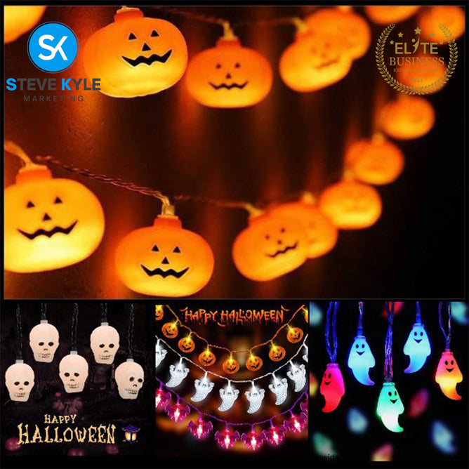 LED Lantern Ghost Festival Decoration Light String Ghost Eyeball and Pumpkin Battery Operated