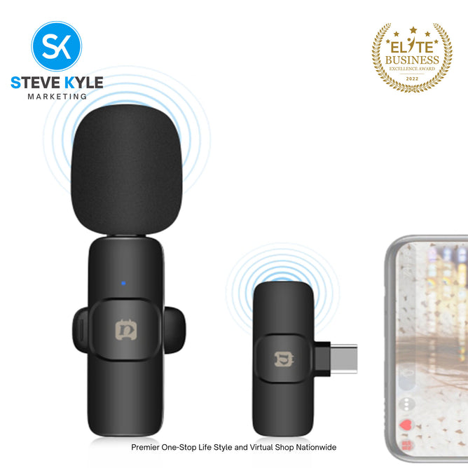 PULUZ Wireless Lavalier Noise Reduction Reverb Microphone for 8-Pin and Type-C Device