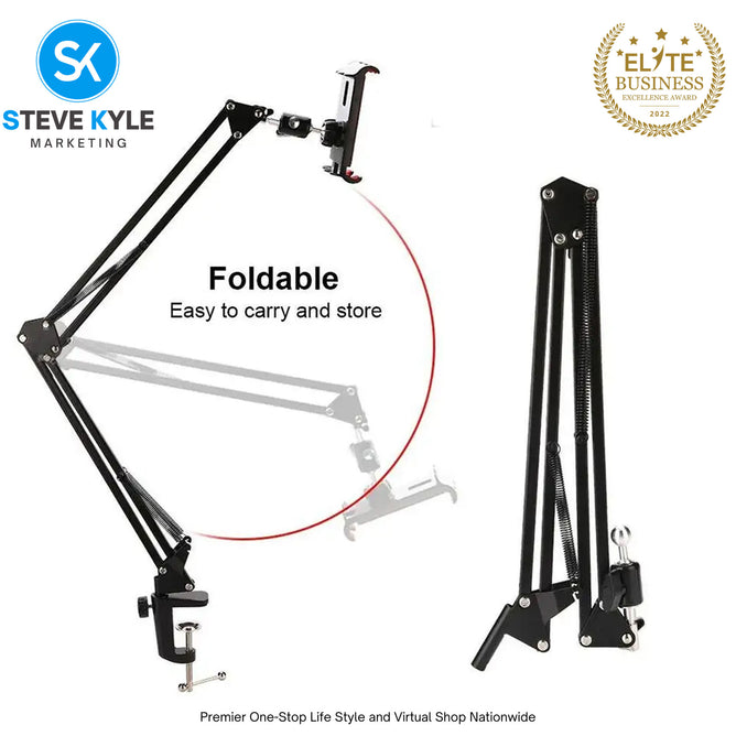 100% High Quality 360 Degree adjustable Lazy holder Long Arm Clip Bracket Phone & Microphone Stand