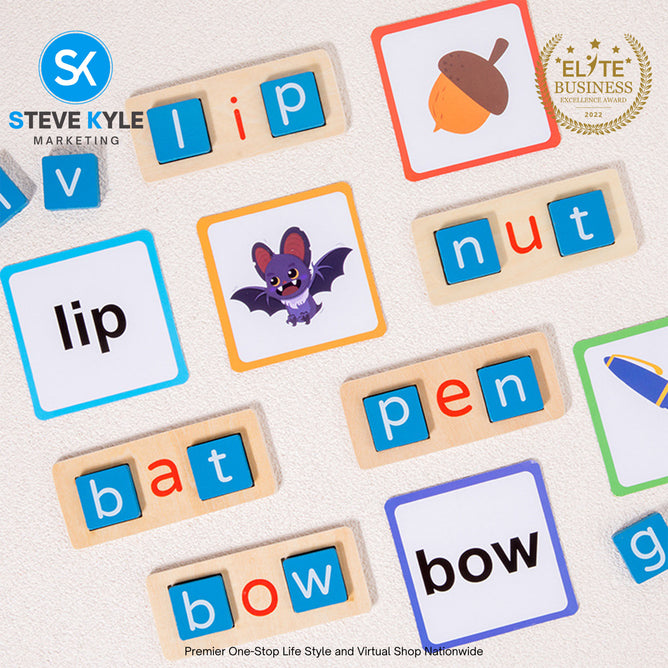 Wooden Short Vowel Reading Letters Sorting Spelling Games Sight Words Learning Flashcards Best Gift