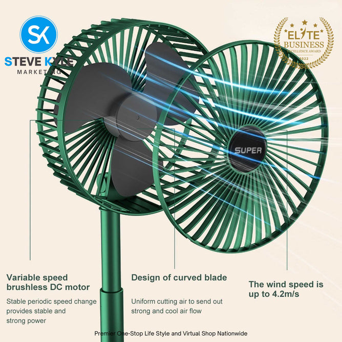 Folding Electric Fan Desktop Rechargeable Retractable Super Large Wind 3 Speed Portable Mini Fan