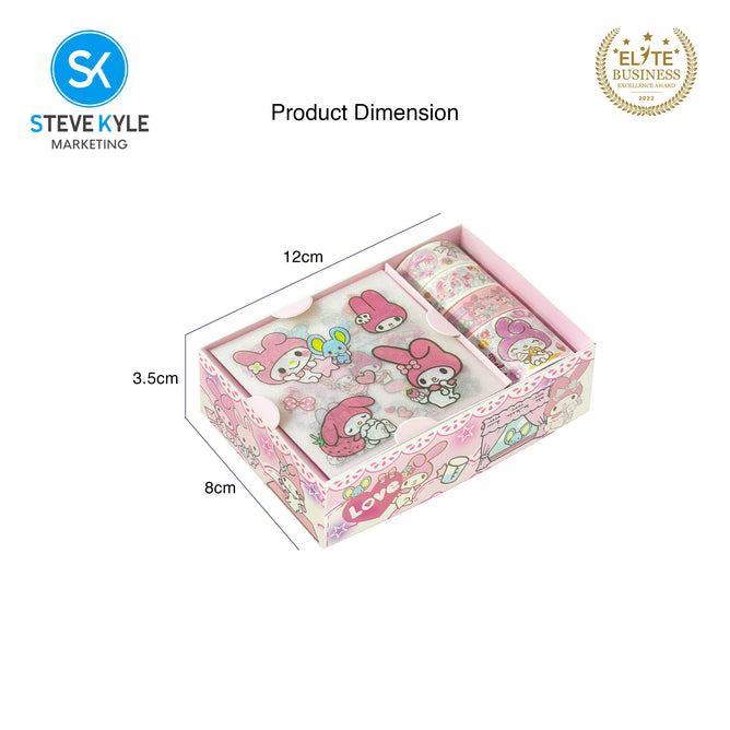 Steve Kyle Random Cartoon Design Adhesive 4 Roll Tape With Sticker Set For Diary Journal Decoration