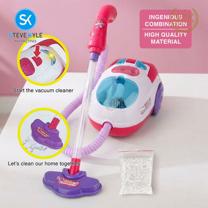 Steve Kyle Interactive Kids Vacuum Cleaner Toy with Cleaning Accessories Play Set