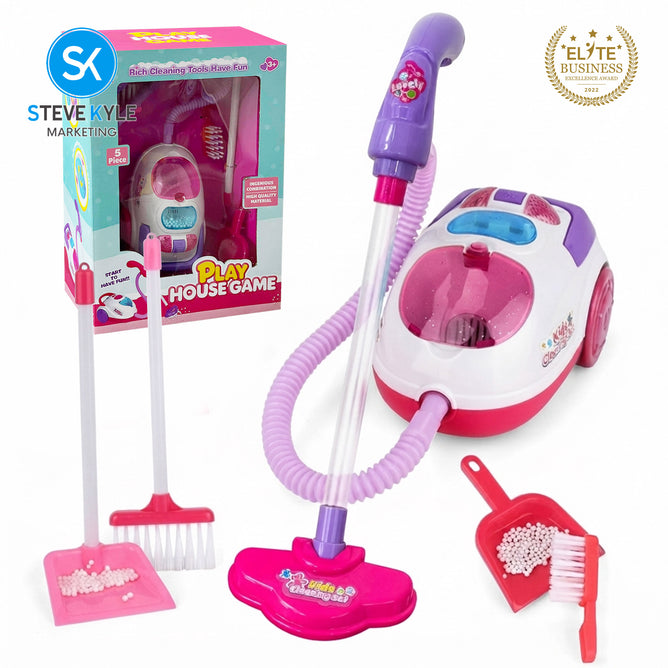 Steve Kyle Interactive Kids Vacuum Cleaner Toy with Cleaning Accessories Play Set