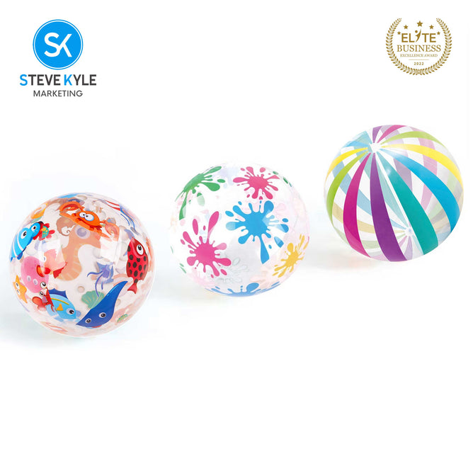 Steve Kyle Tropical Ocean Cartoon Pattern Transparent Inflatable Beach Ball For Water Games Outdoor Play
