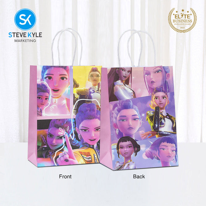 Steve Kyle Twelve Pieces Goody Treat Candy Hand-held Bag Girl Group Theme Paper Bag For Birthday Gift Party Supplies
