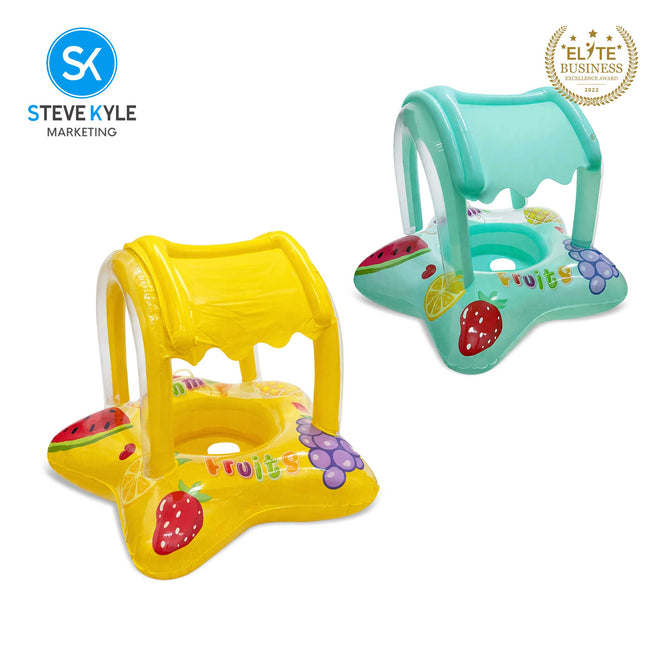 Steve Kyle Inflatable Baby Seat Float With Canopy Star-Shaped Swimming Boat