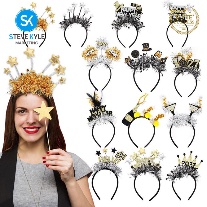 Steve Kyle Happy New Year Glitter Hair Band Headband Party Celebration Accessory