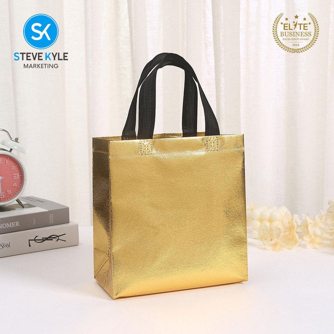 Steve Kyle Multipurpose Non-Woven Glossy Tote Bag for Groceries and Holiday Giveaways