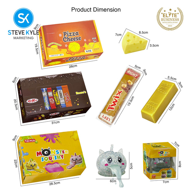 Steve Kyle Realistic Chocolate Gold Bar Pizza Cheese Squishy Toy Soft Slow Rebound Fidget Squeeze Toy