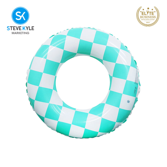 Steve Kyle Inflatable Swim Ring Classic Grid Pattern For Outdoor Water Fun