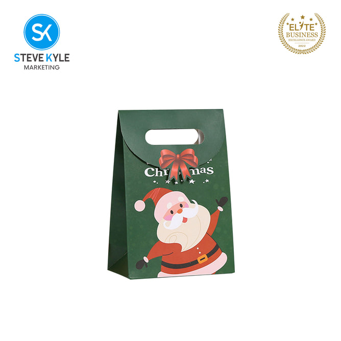 Steve Kyle Five Pieces Festive Christmas Design Gift Paper Bag with Magic Tape Closure For Christmas Gift Packaging