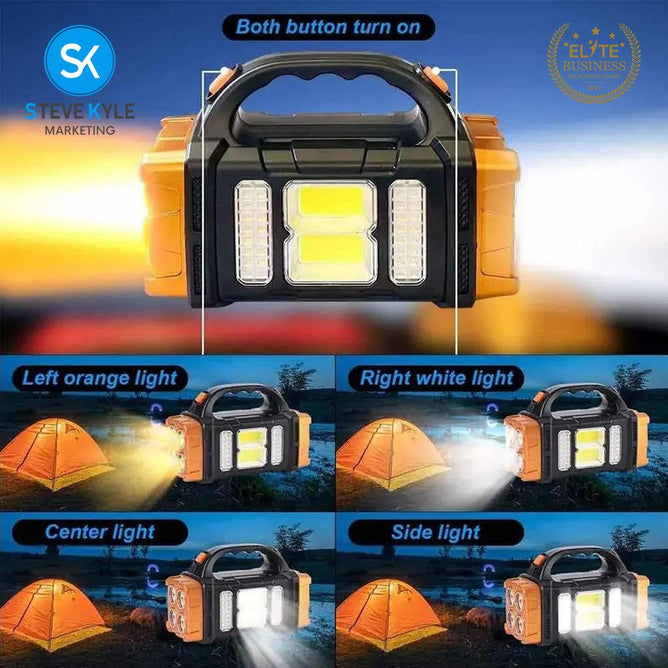 Steve Kyle Solar Powered Rechargeable LED Work Light Portable Emergency Flashlight