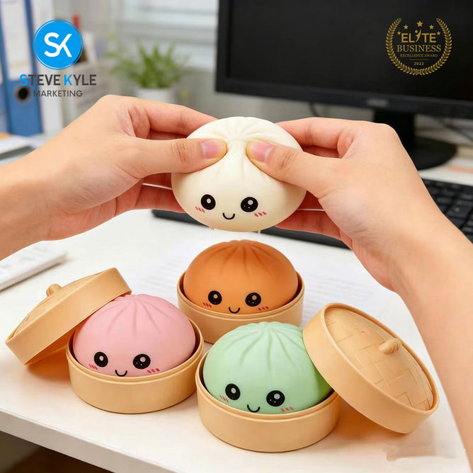 Steve Kyle Simulated Dumpling Squishy Toy Soft Fast Rebound Glitter Face Fidget Squeeze Toy