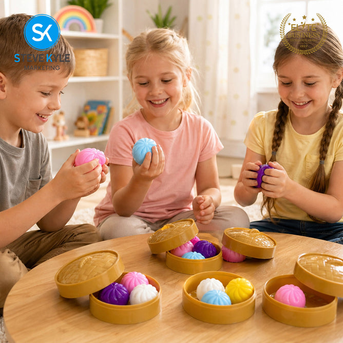 Steve Kyle Simulated Dumpling Squishy Toy Soft Fast Rebound Glitter Face Fidget Squeeze Toy