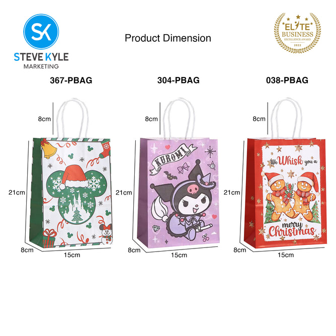 Steve Kyle Twelve Pieces Christmas Cartoon Random Design Paper Bag Random Design For Birthday Party Supplies