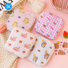 Steve Kyle Cute Cartoon Portable Feminine Hygiene Storage Pouch for Women