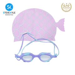 Steve Kyle Mermaid Swim Eyewear With Cap Adjustable Strap Anti-Fog Swimming Goggles