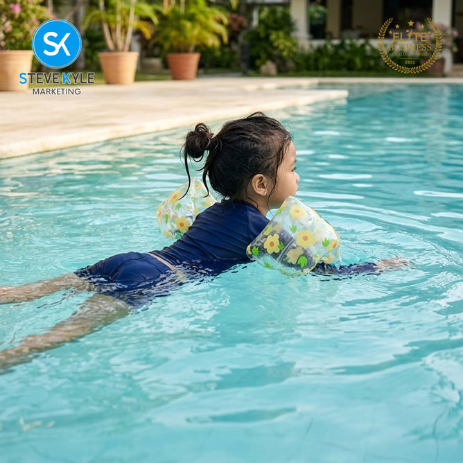 Steve Kyle Transparent Inflatable Arm Band Dual Valve Sweet Blossom Print Floaties For Swimming Outdoor Fun