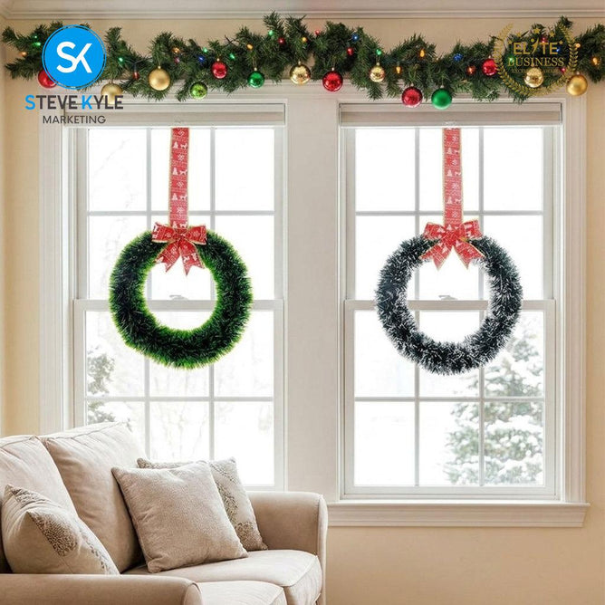 Steve Kyle Festive Christmas Wreath Hanging Decoration with Bowknot