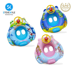 Steve Kyle Inflatable Baby Seat Float With Steering Wheel Adorable Cartoon Fun Swimming Boat