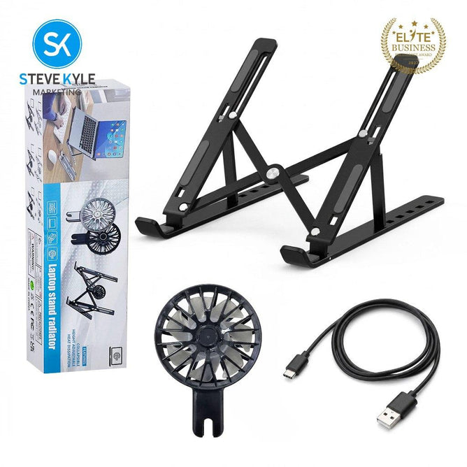 Steve Kyle 7-Level Adjustable Aluminum Alloy Foldable Laptop Stand with Cooling Fans