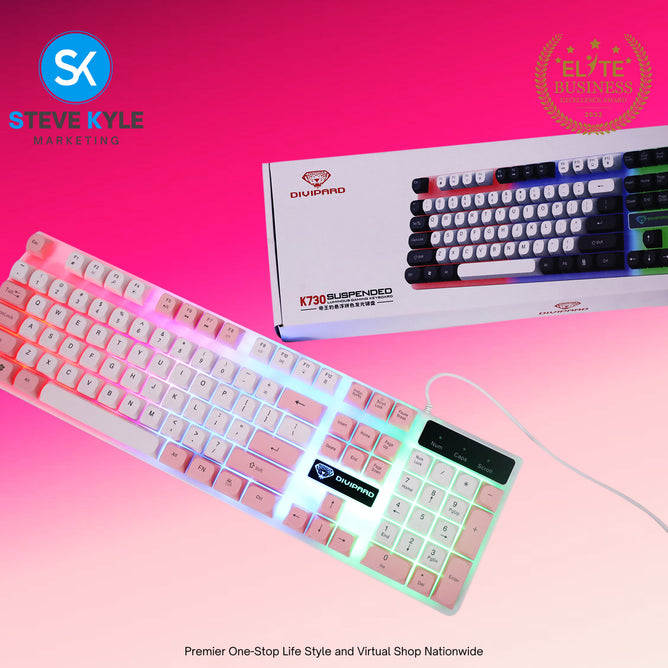 K730 Luminous Wired Gaming Keyboard Divipard For Computer Laptop