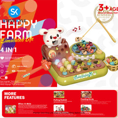 New children's Educational Fishing Whack-a-Mole Toy 4n1 Multi-Functional with Music