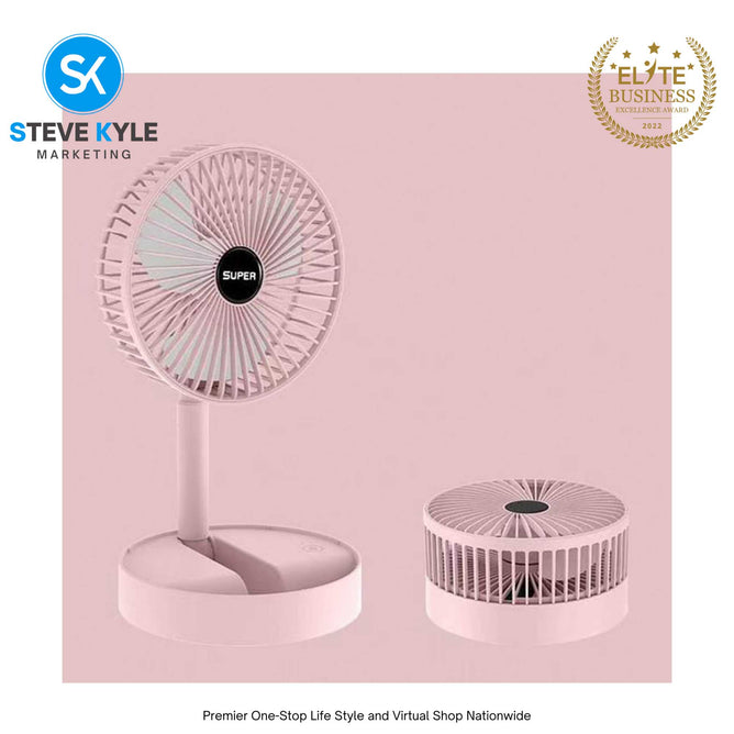 Folding Electric Fan Desktop Rechargeable Retractable Super Large Wind 3 Speed Portable Mini Fan