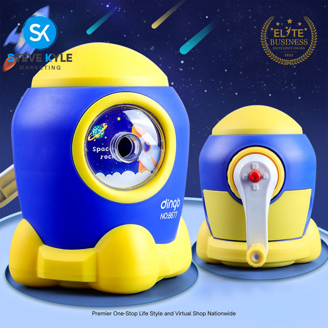 Rocket Space Astronaut Pencil Sharpener Plastic Hand Operated Children's Stationery