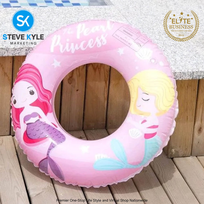 Inflatable Mermaid Baby Shark Swim Ring Floater for Kids and Young Adult Boys and Girls