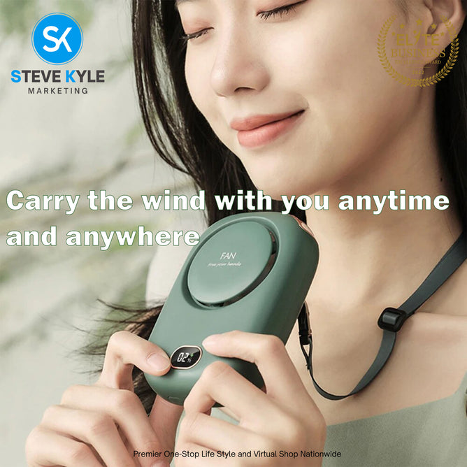 Mini portable fan,neck hanging, waist hanging, desktop holding, USB charging, 3-level wind power