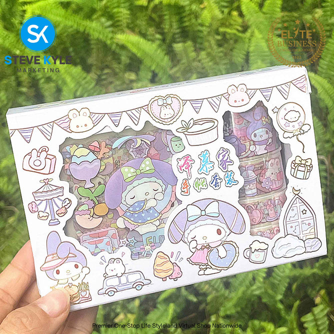 Cartoon Sticker & Tape Random (1 Box Set) Waterproof Kawaii Stationery Supplies