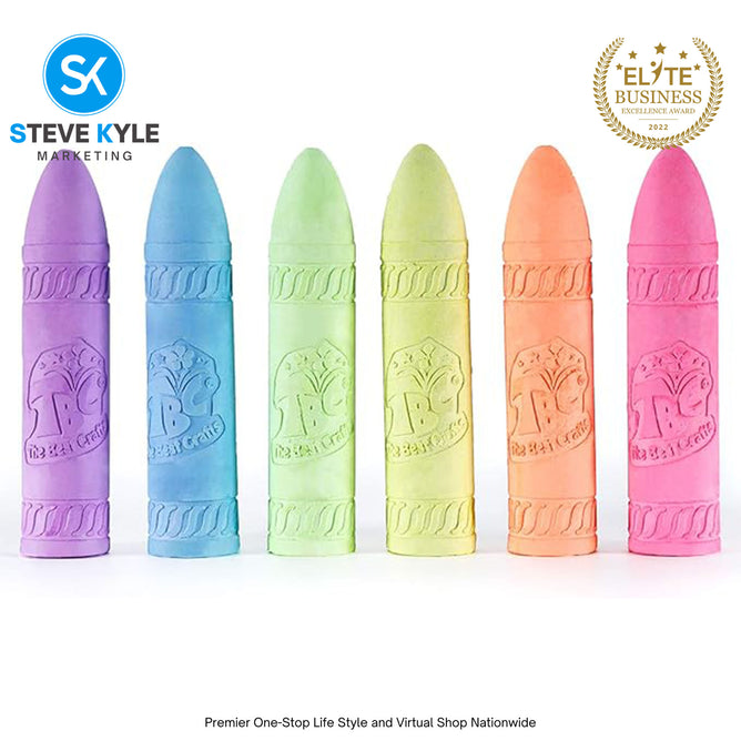 6 Colors Kids Drawing Art Glitter and Neon Washable Sidewalk Chalk for Kids