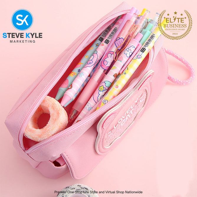 New Large-Capacity Pencil Case Girl Heart Glitter Pencil Case Student Influencer Pencil Case