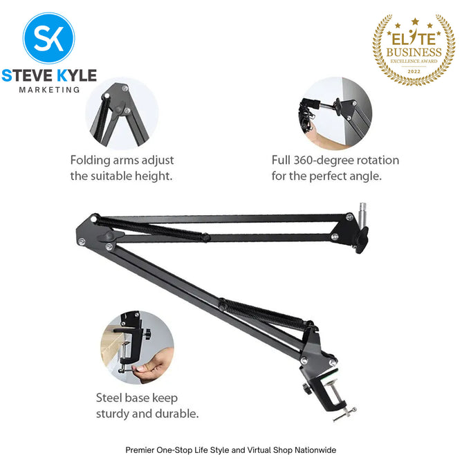 100% High Quality 360 Degree adjustable Lazy holder Long Arm Clip Bracket Phone & Microphone Stand