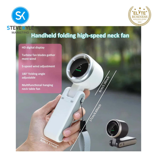 Rechargeable 3-in-1 Handheld Portable Turbo Fan with Lanyard