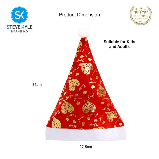 Steve Kyle Festive Snow Heart Christmas Hat with Soft Plush Edge for Parties