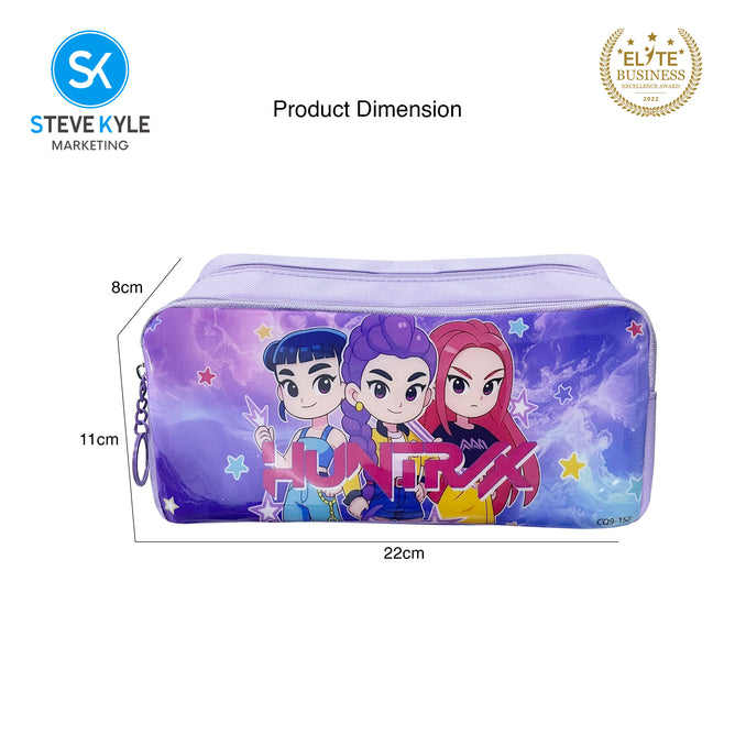 Steve Kyle Colorful Girl Group Theme Sleek Glossy Compact Pencil Case Random Design-Color For Student Stationery Kit