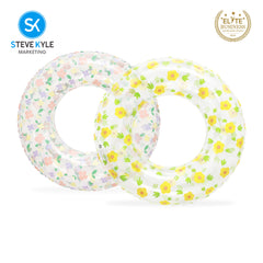 Steve Kyle Inflatable Transparent Swim Ring Floral Print For Outdoor Water Fun