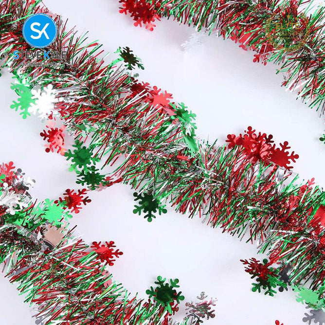 Steve Kyle 2M Halloween Christmas Tinsel Garland with Pumpkin Pom Pom and Snowflake Decorations