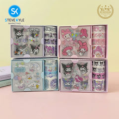 Steve Kyle Random Cartoon Design Adhesive 4 Roll Tape With Sticker Set For Diary Journal Decoration