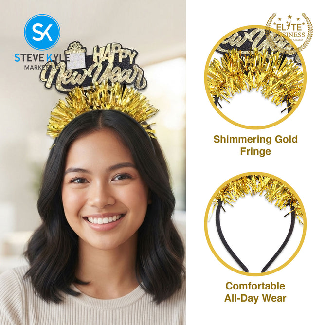Steve Kyle Happy New Year Glitter Hair Band Headband Party Celebration Accessory