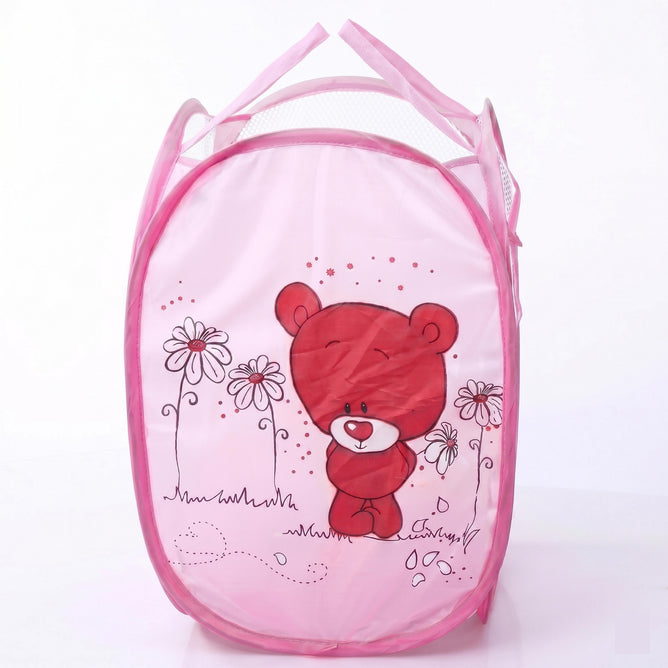 Cute Kids Cartoon Foldable Laundry Storage Bag Polyester Mesh Organizer Dirty Clothes Storage