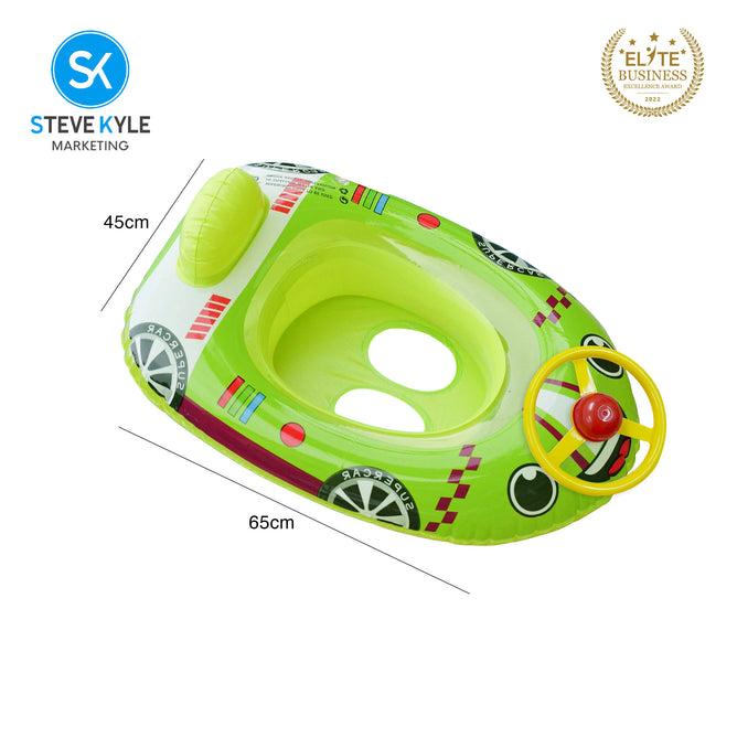 Steve Kyle Inflatable Baby Seat Float With Steering Wheel Racing Car Swimming Boat