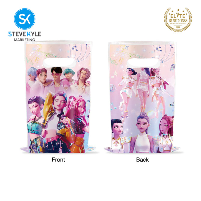 Steve Kyle Ten Pieces Colorful Girl Group Theme Plastic Loot Goodie Candy Bags For Kids Birthday Gift Party Supplies